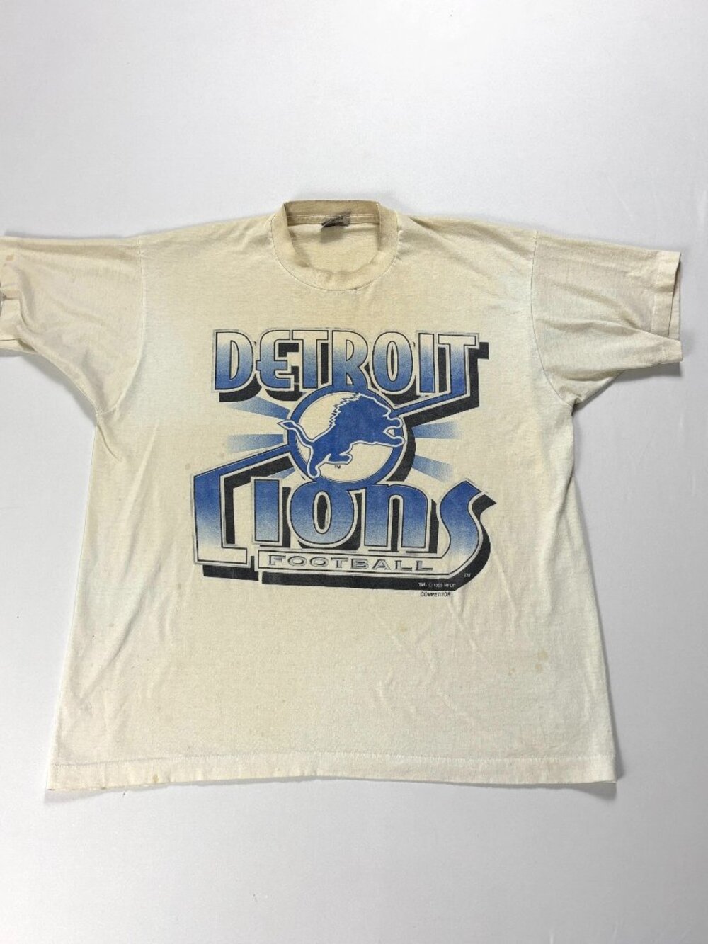 Vintage Detroit Lions Distressed T Shirt White Sz L/XL NFL Football 1995 90s USA
